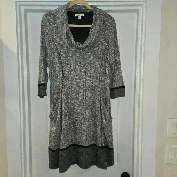 Robbie Bee Womens Relaxed A Line 3/4 Sleeve Cowl Neck Sweater Dress Size XL - Picture 1 of 8